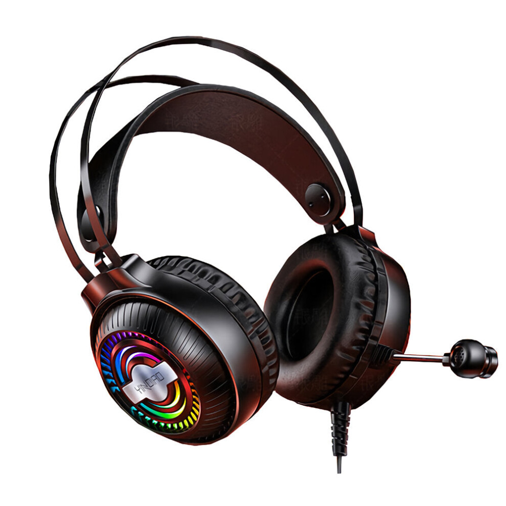 (Black) Game Headphone 3.5mm Wired Bass RGB Gaming Headset Stereo Sound Headset with Mic for Computer Laptop PC Gamer
