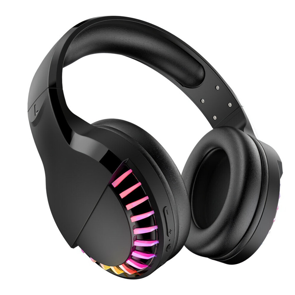 (Black) Bluetooth Gaming Headset BT4.0/Wired 9D Stereo Sound RGB Light Game Headphone with Mic for Phone Tablet Computer Laptop PC