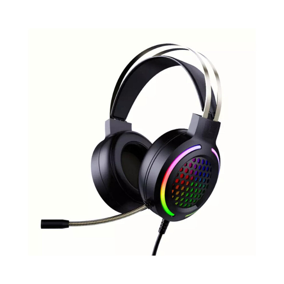 () Gaming Headset 7.1 Virtual Surround Sound 50Mm Unit Rgb Dynamic Breathing Headphone Omni-Directional Microphone Black/Light 5284966052234