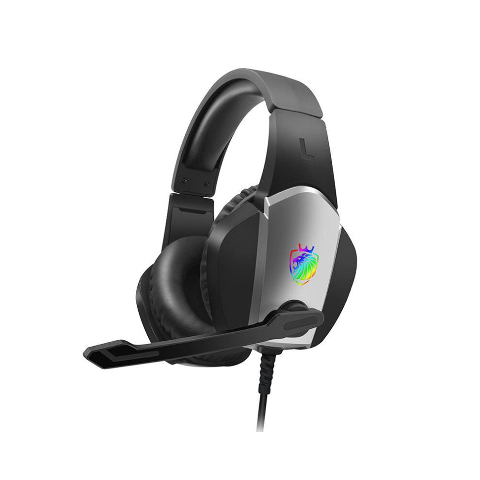 (3.5mm Interface) Gaming Headset 7.1 Channel 50mm Unit 90 Rotatable Microphone RGB Light Effect Scalable Design Noise Reduction Protein Leather Earmuffs