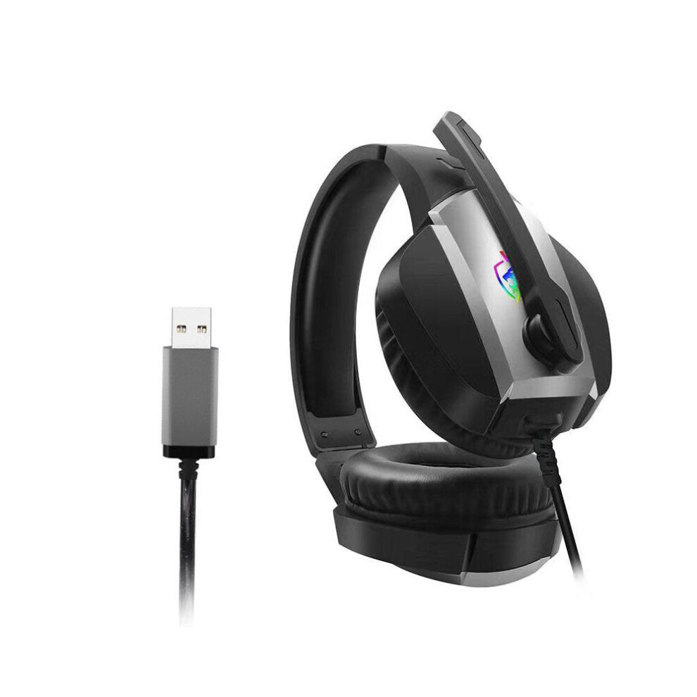 (USB Interface) Gaming Headset 7.1 Channel 50mm Unit 90 Rotatable Microphone RGB Light Effect Scalable Design Noise Reduction Protein Leather Earmuffs-image-OPC-PFZRKVK-NEW