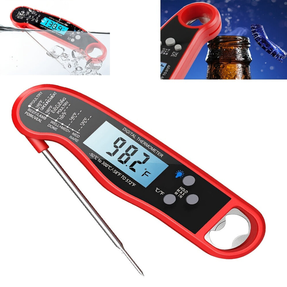 Digital Instant Read Waterproof Cooking Thermometer With Probe and Backlight