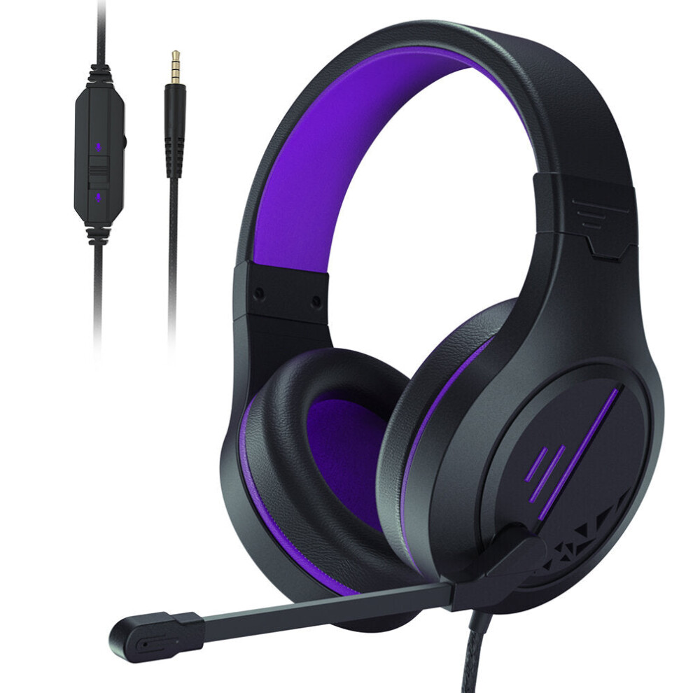 (Purple) Gaming Headset 3.5mm Audio Interface Omnidirectional Noise Isolating Flexible Microphone for PS4 Xbox S/X Laptop PC