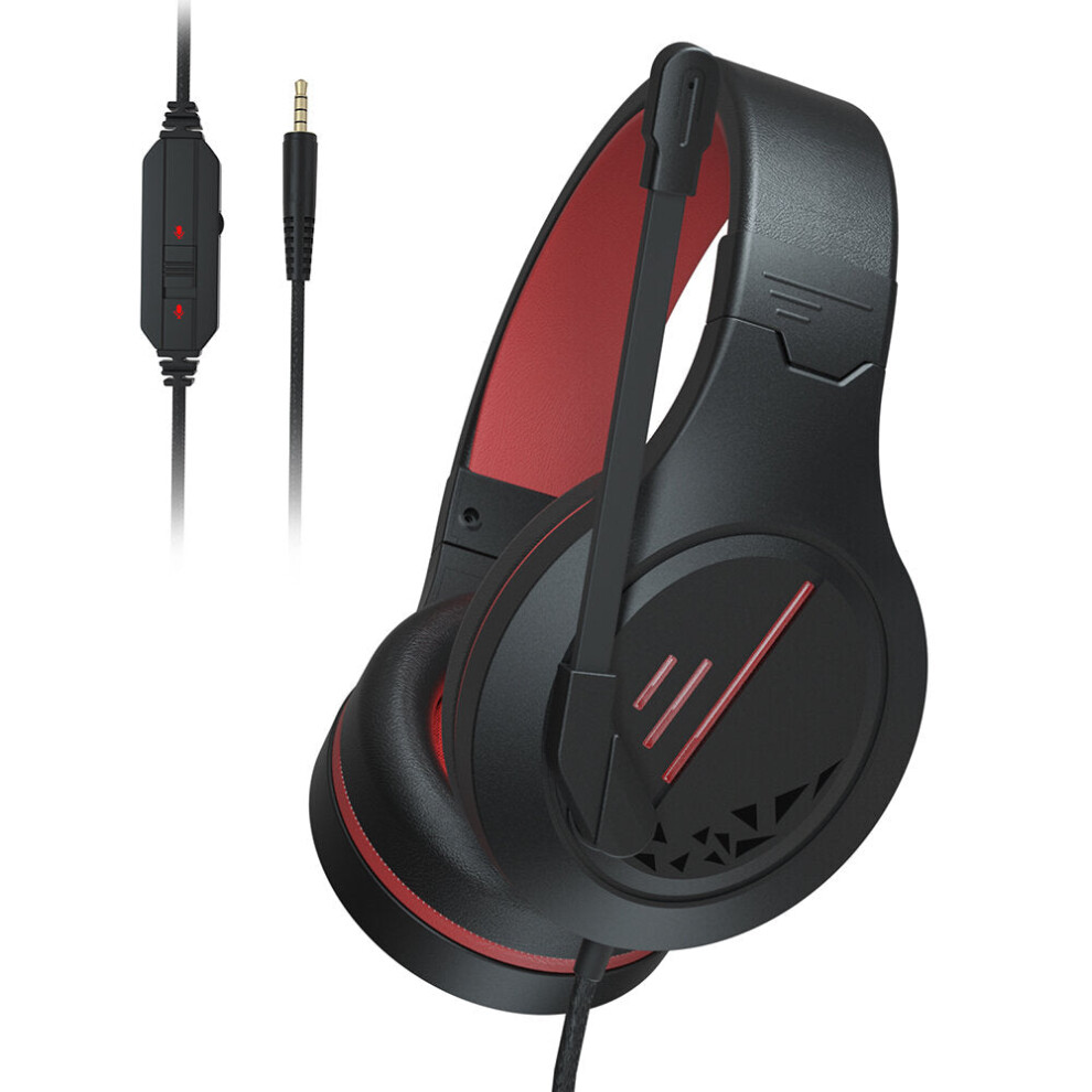 (Red) Gaming Headset 3.5mm Audio Interface Omnidirectional Noise Isolating Flexible Microphone for PS4 Xbox S/X Laptop PC