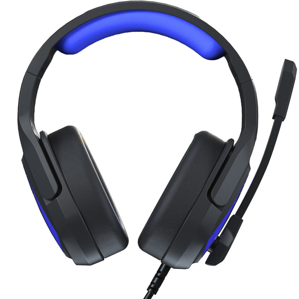 (Blue) Game Headset 3.5mm Audio Interface Omnidirectional Noise Isolating Flexible Microphone For PS4 Xbox S/X Laptop PC