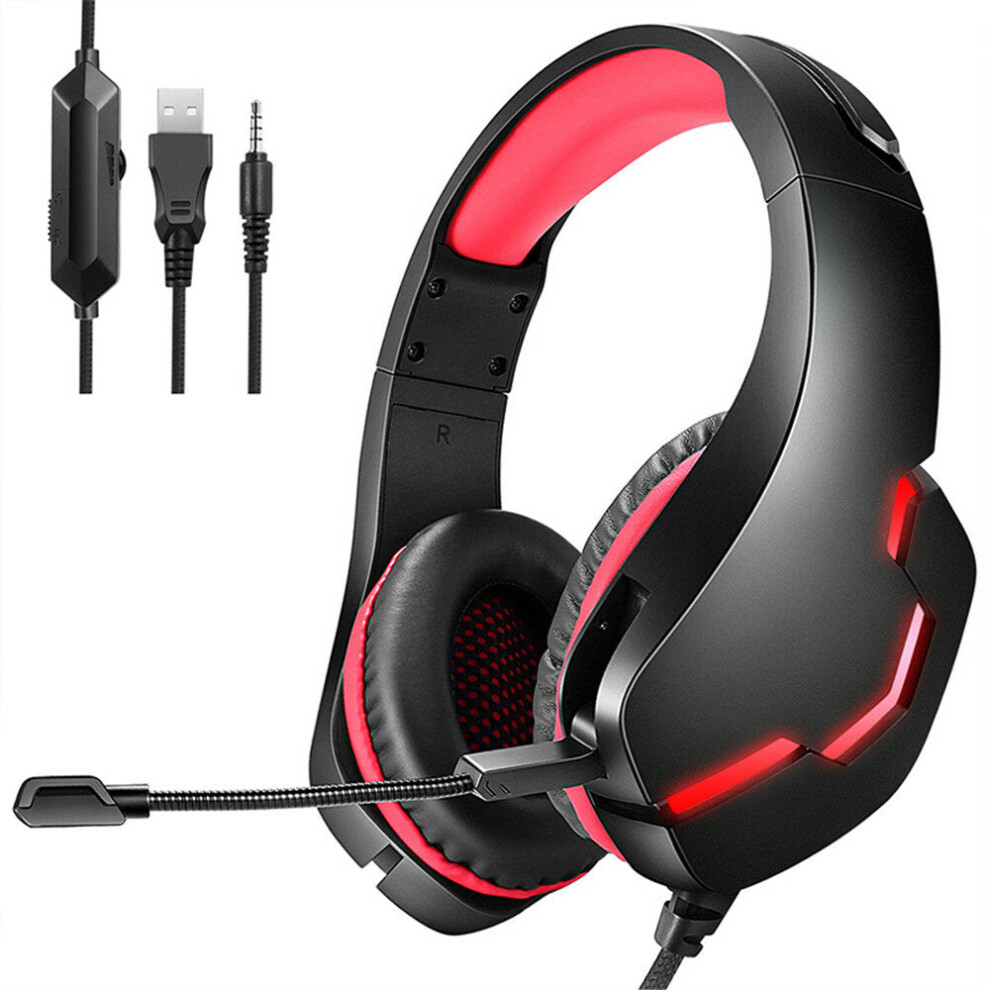 (Black/Red) Gaming Headset 3.5mm+USB 40mm Drive Wired Stereo RGB Game Headphone with Mic LED Light for Computer PC Gamer-image-OPC-PFZRM5D-NEW