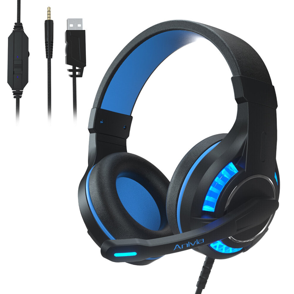 Gaming Headset 3.5mm Audio and USB Interface Omnidirectional Flexible Microphone for PS4 Xbox S/X Laptop PC