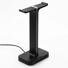 Headset Stand Dual USB Ports Colorful Light Base Headphone Hanger Headset Mount Holder Office Home Decor