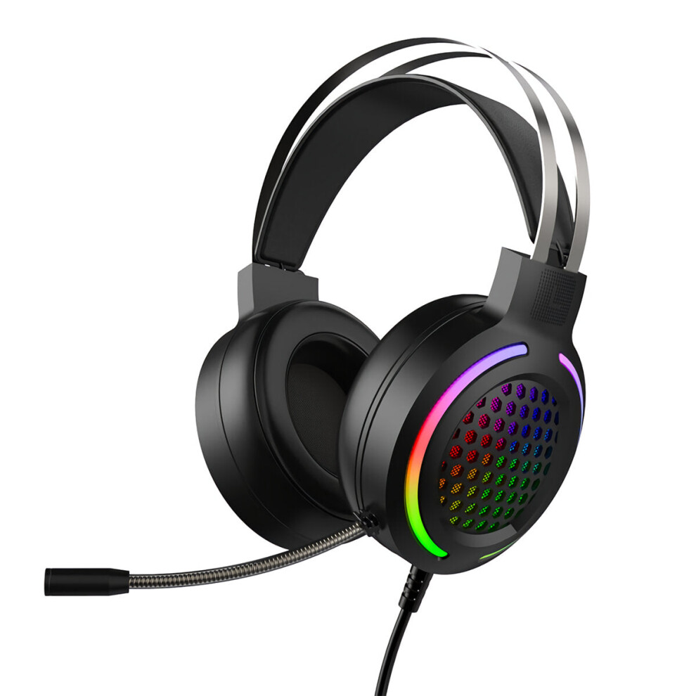(, 7.1 Channel + Usb) Wired Gaming Headphone 7.1 Channel 50Mm Driver Usb Wired Led Honeycomb Hollow Gamer Headset With Mic For Computer Pc Black/Light 6112212801352