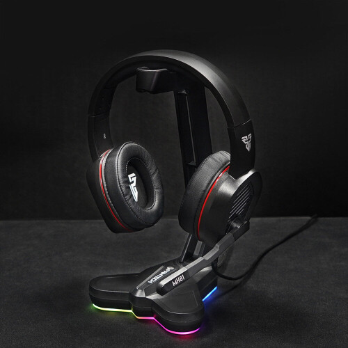 (White) RGB Light-emitting Headphone Stand Headset Hook Holder Display Rack Storage Tools Anti-slip Aggravating Base 2