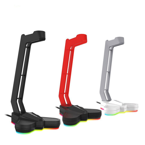 (Red) RGB Light-emitting Headphone Stand Headset Hook Holder Display Rack Storage Tools Anti-slip Aggravating Base 1