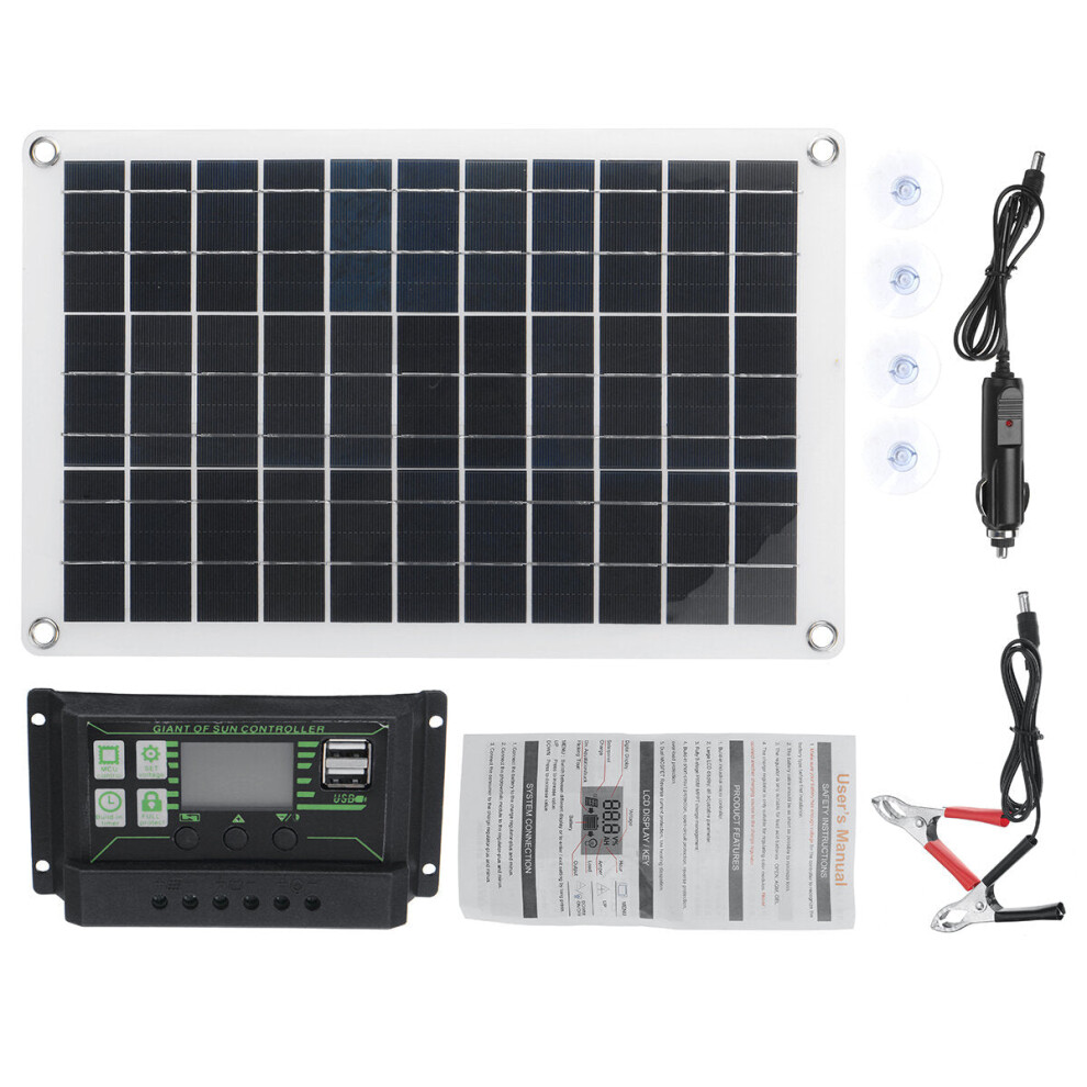 (100A) 50W Solar Panel Kit MPPT Solar Charge Cotroller 12V Battery Charger 10-100A LCD Controller For Phone Caravan Van Boat