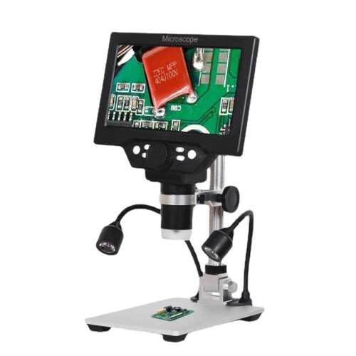 (Built-in Battery Version) Digital Microscope 12MP 7 Inch Large Color Screen Large Base LCD Display 1-1200X Continuous with Light 1