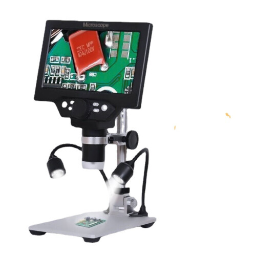 (Built-in Battery Version) Digital Microscope 12MP 7 Inch Large Color Screen Large Base LCD Display 1-1200X Continuous with Light