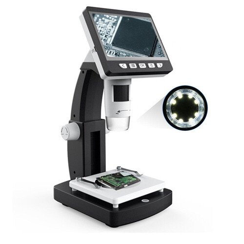 1000X 4.3 inches HD 1080P Portable Desktop LCD Digital Microscope Support 10 Languages 8 Adjustable High Brightness LED 1