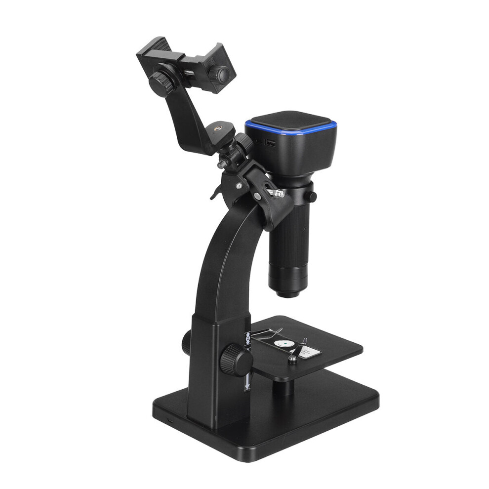 (With Bracket) HD 2000X WIFI Digital Microscope Dual Lens USB Microbiological Observation Industrial Welding Video Magnifier