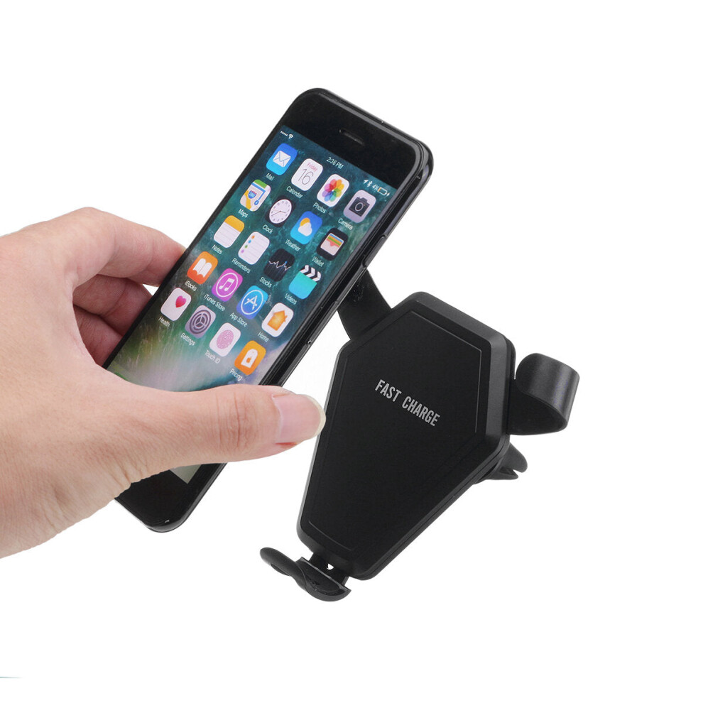 QI Wireless Fast Charger Car Air Vent Phone Holder Gravity Auto Lock for iPhone8 X/Samsum S9