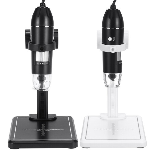 (Black) 1600X 8LED 2MP USB Digital Microscope Borescope Magnifier Camera +Stand Holder 2