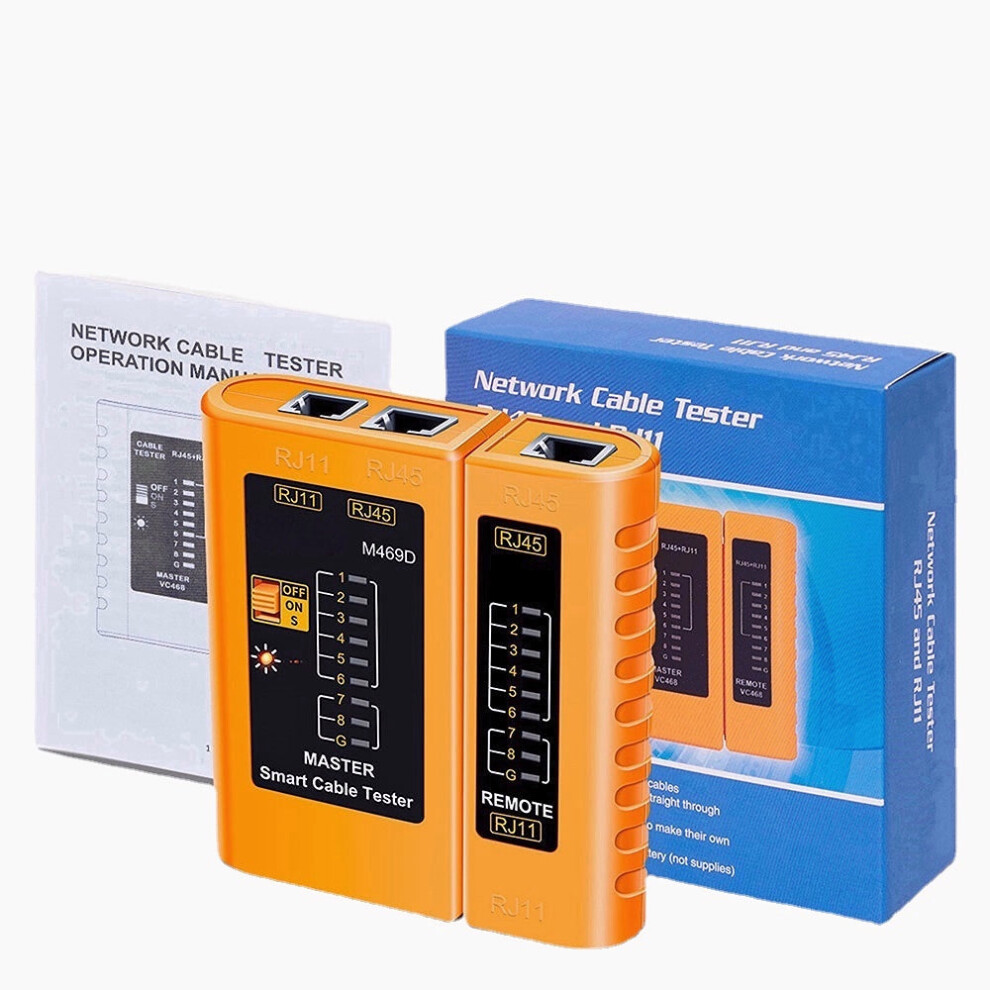 (Orange) Network Cable Tester RJ45 RJ11 RJ12 CAT5 UTP Electric Repair Tool