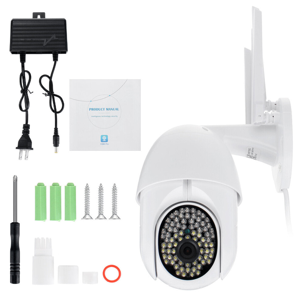 (US Plug) 1080P 4X Zoom Wireless IP Security Camera Outdoor CCTV WiFi PTZ 2 Way Audio