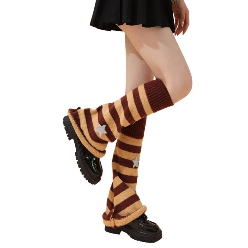 (MK) Leg Warmers for Women Girls Japanese Style Lolitas Leg Warmer Star Knit Long Socks Gothic Harajuku Leg Cover Stockings