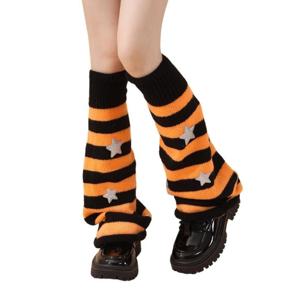 (BO) Leg Warmers For Women Girls Japanese Style Lolitas Leg Warmer Star Knit Long Socks Gothic Harajuku Leg Cover Stockings