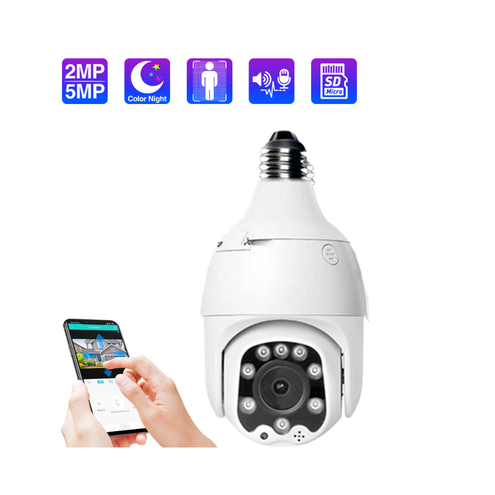 1080P IP Camera WiFi Wireless Auto Tracking 2MP Night Vision PTZ Waterproof Speed Dome Surveillance PTZ Camera E27 Connector TF Card Storage