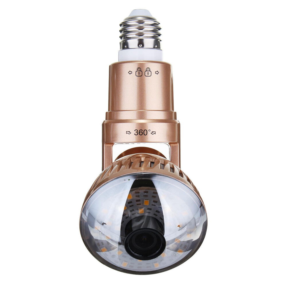 (Golden, Warm White) 3.6mm Wireless Mirror Bulb Security Camera DVR WIFI LED Light IP Camera Motion Detection