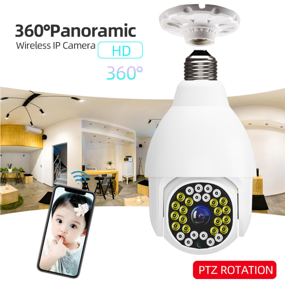 WIFI E27 1080P Bulb Dome Camera PTZ Dual Light 12 infrared +16 White Light Night Vision with Base Remote Control