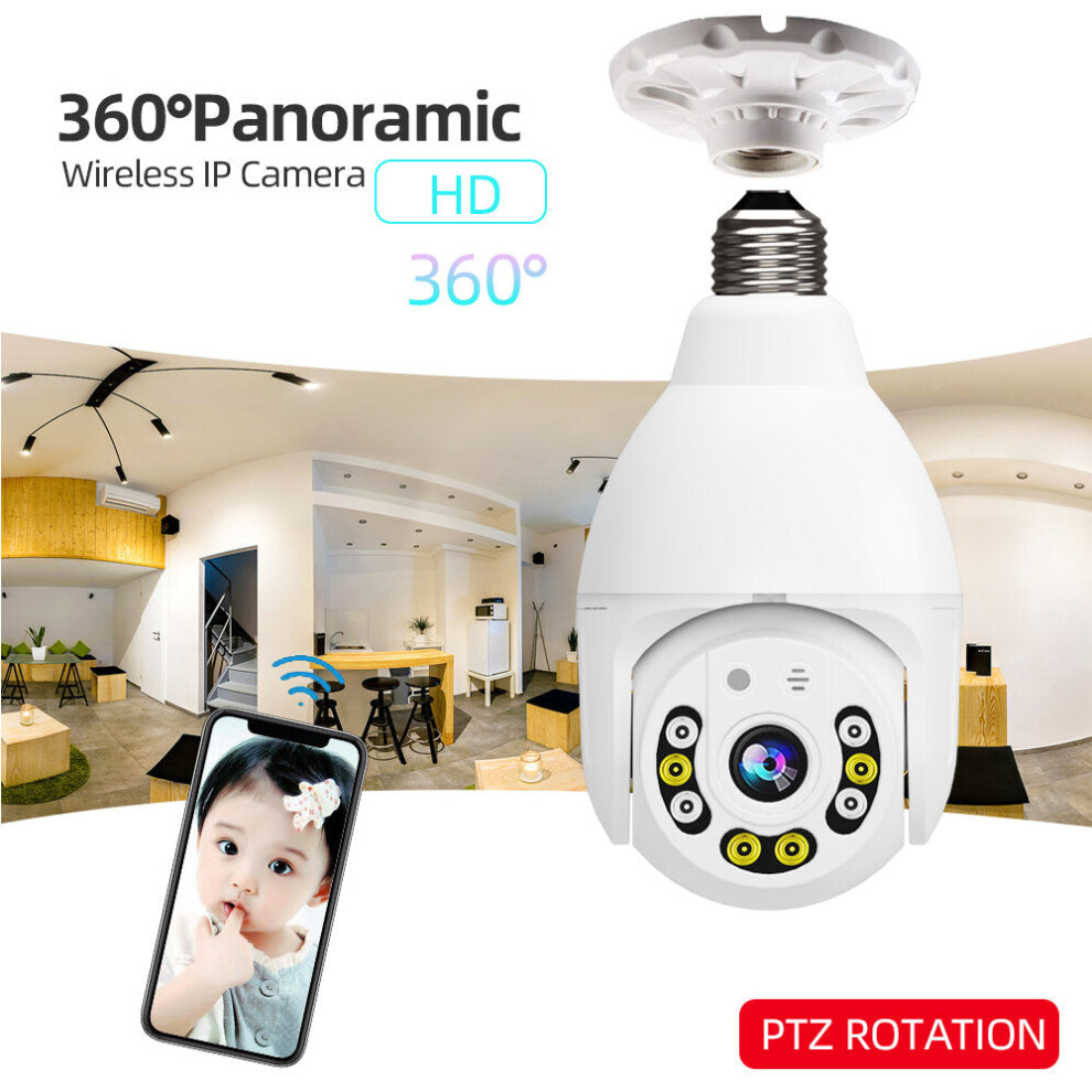 8 Led Wifi E27 Bulb Dome Camera Ptz Ap Hotspot Dual Light 4 Infrared + 4 White Light Night Vision With Base Remote Control 8727971642702