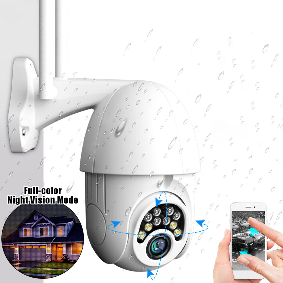 (UK Plug) 10LED 5X Zoom HD 2MP IP Security Camera WiFi Wireless 1080P Outdoor PTZ Waterproof Night Vision ONVIF