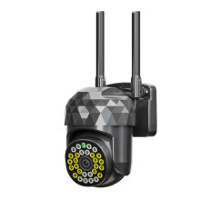 (Black) HD 2MP WIFI IP Camera Waterproof Infrared Full Color Night Vision Security Camera with 28 Lights