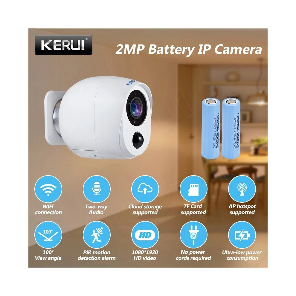 2MP WiFi IP Camera Battery Surveillance Security Monitor Night Vision AP CCTV PIR Alarm Audio Cloud Storage