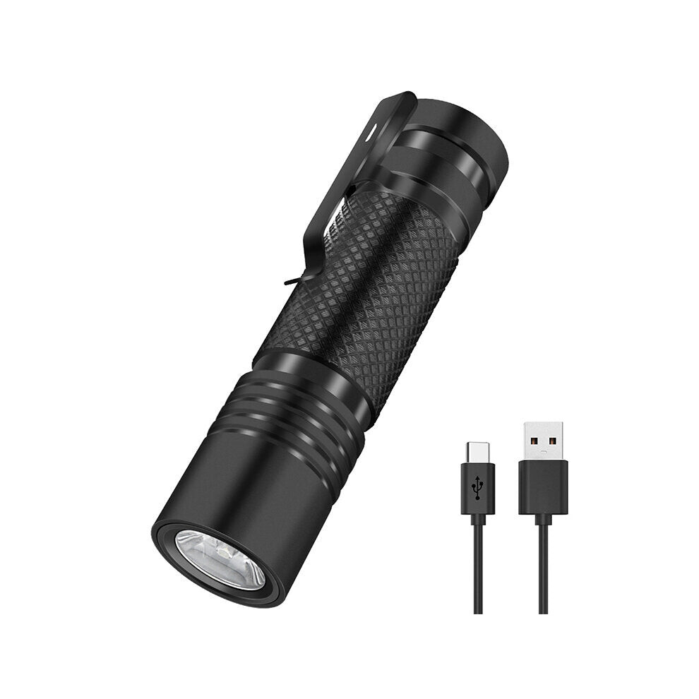 800LM Type-C Fast Rechargeable EDC Flashlight with 18650 Battery Power Indicator Waterproof Mini LED Torch