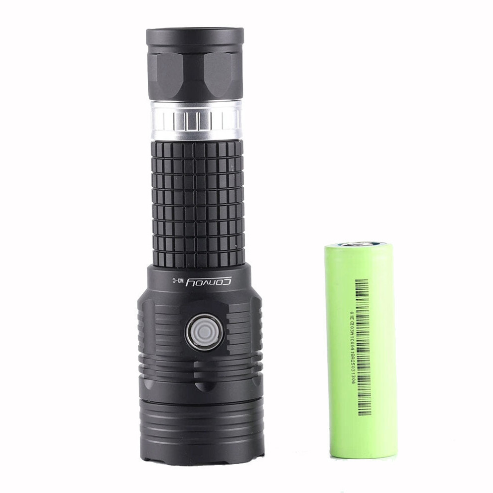 (Silver, 5000-5500K) High CRI Rechargeable Strong Light Flashlight 6800mAh Long Battery Life Aluminum Alloy LED Torch