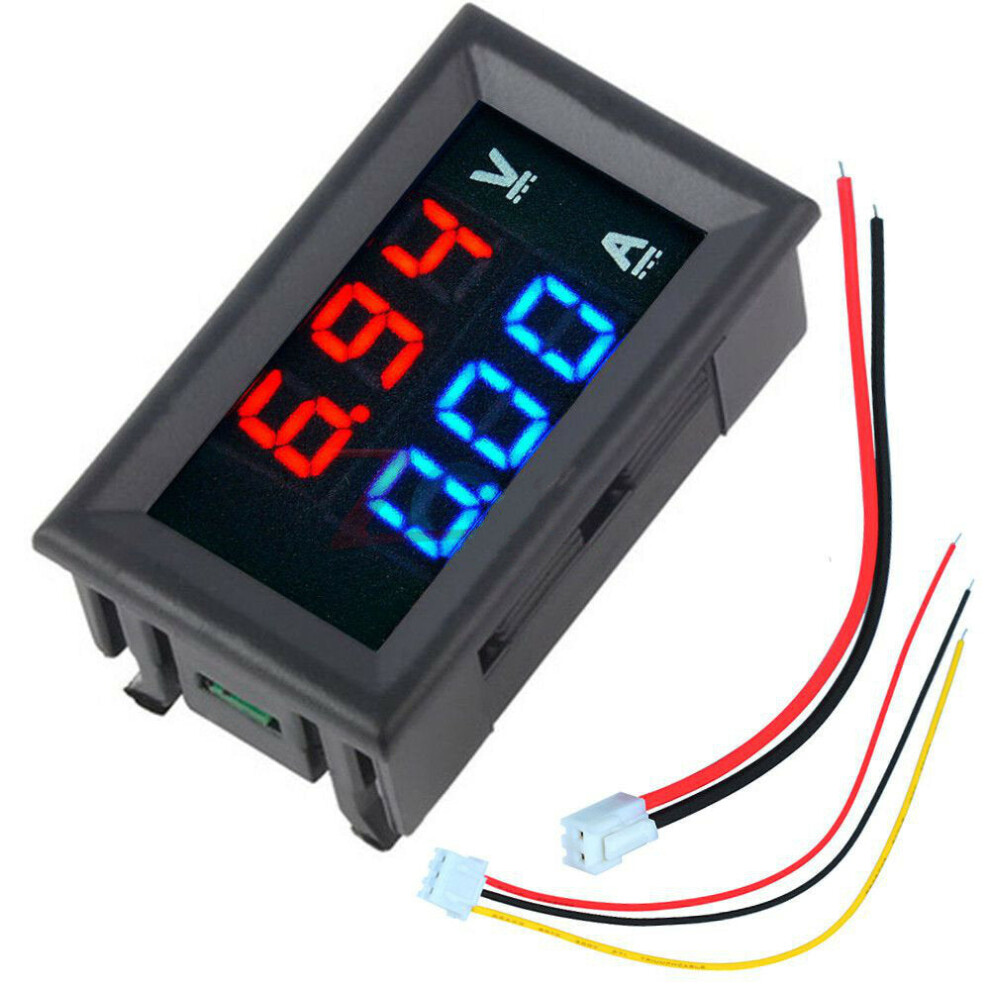 (1pc) Mini Digital Voltmeter Ammeter DC 100V 10A Voltmeter Current Meter Tester Blue+Red Dual LED Display