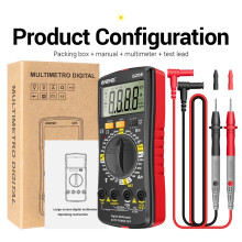 (Red) Ultra-thin Split LCD Digital Multimeter Tester with Stowable Test Pen Auto Voltmeter Resistance Tester Tool