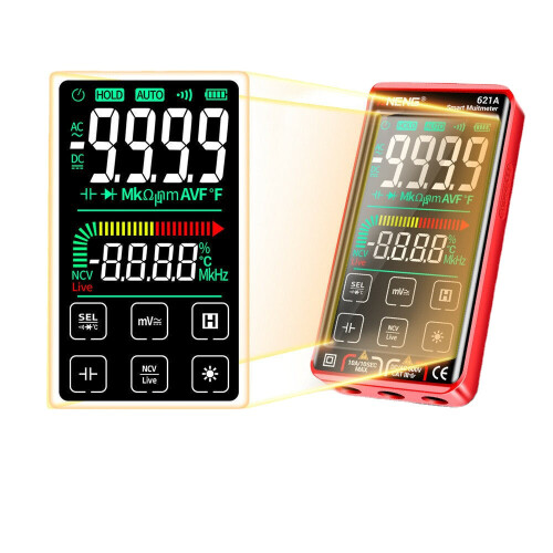 (Black) 9999 Counts Auto Range Full-screen Touch Smart Digital Multimeter Rechargeable DC/AC Voltage Current Tester Meter 2
