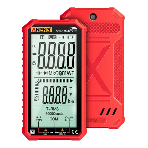 (Red) 4.7 inch Large LCD Screen Automatic + Manual Intelligent True RMS Digital Multimeter Resistance Diode Capacitance Temperature Frequency Test 2