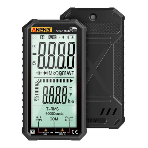(Red) 4.7 inch Large LCD Screen Automatic + Manual Intelligent True RMS Digital Multimeter Resistance Diode Capacitance Temperature Frequency Test 1