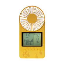 (Yellow) 26 Games Video Console Third Gear Mini USB Fan Retro Handheld Game Player Summer Portable Fan