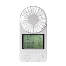 (White) 26 Games Video Console Third Gear Mini USB Fan Retro Handheld Game Player Summer Portable Fan