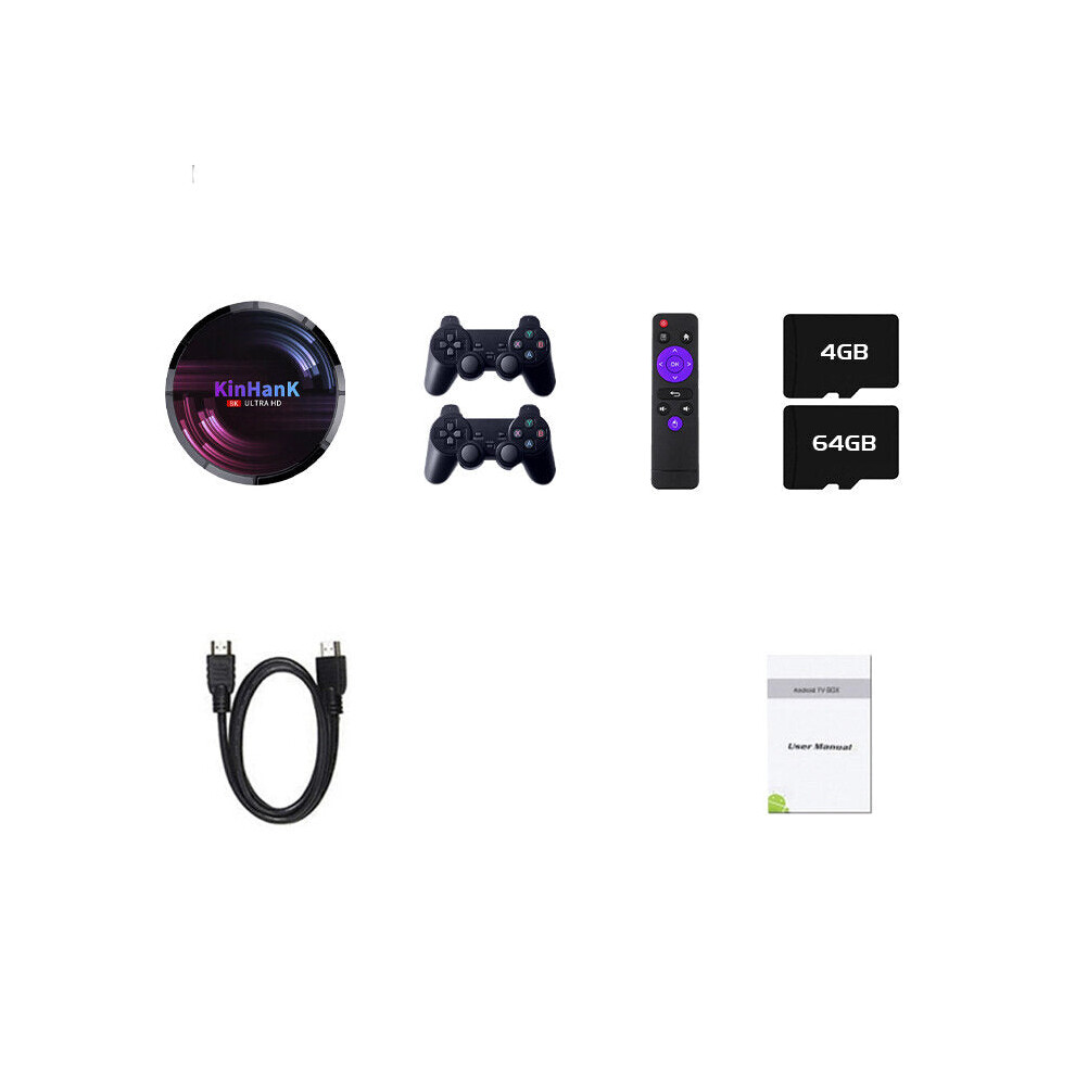 (EU Plug) 3000 Games TV Box Game Console 4K UHD 5G Wifi bluetooth Retro Player for SS PS1 N64 SNES