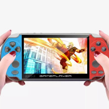 (Blue+Red) 10000 Games Handheld Game Console Support PS1 NES SFC CPS NEOGEO Games 5.1 Inch Screen 128 Bit with Video E-book MP4 MP5 Player