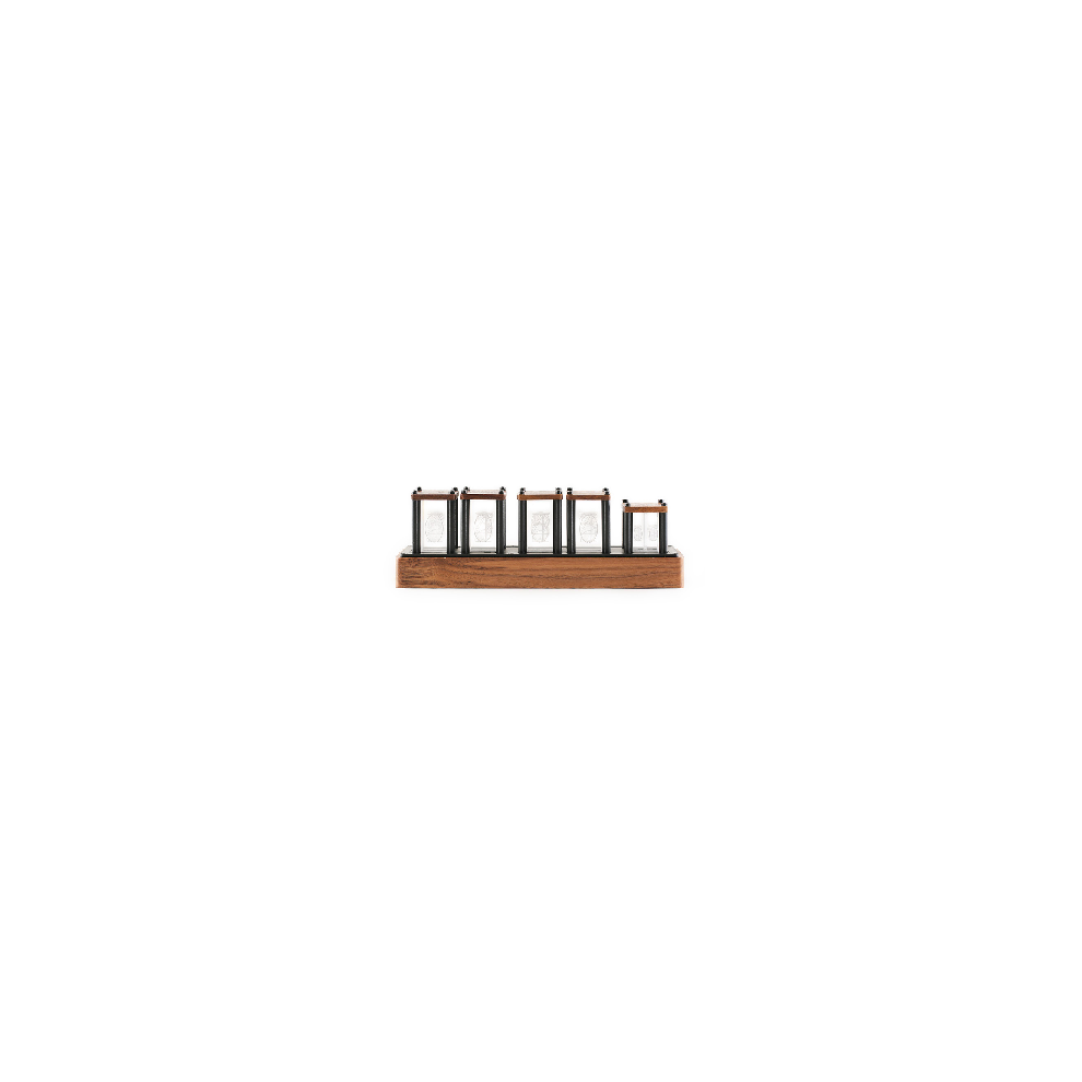 (Walnut) RGB Imitated Glow Tube Clock Creative Led Electronic Wood 6-Bit IPS Retro Glows Analog Nixie Tube Clock
