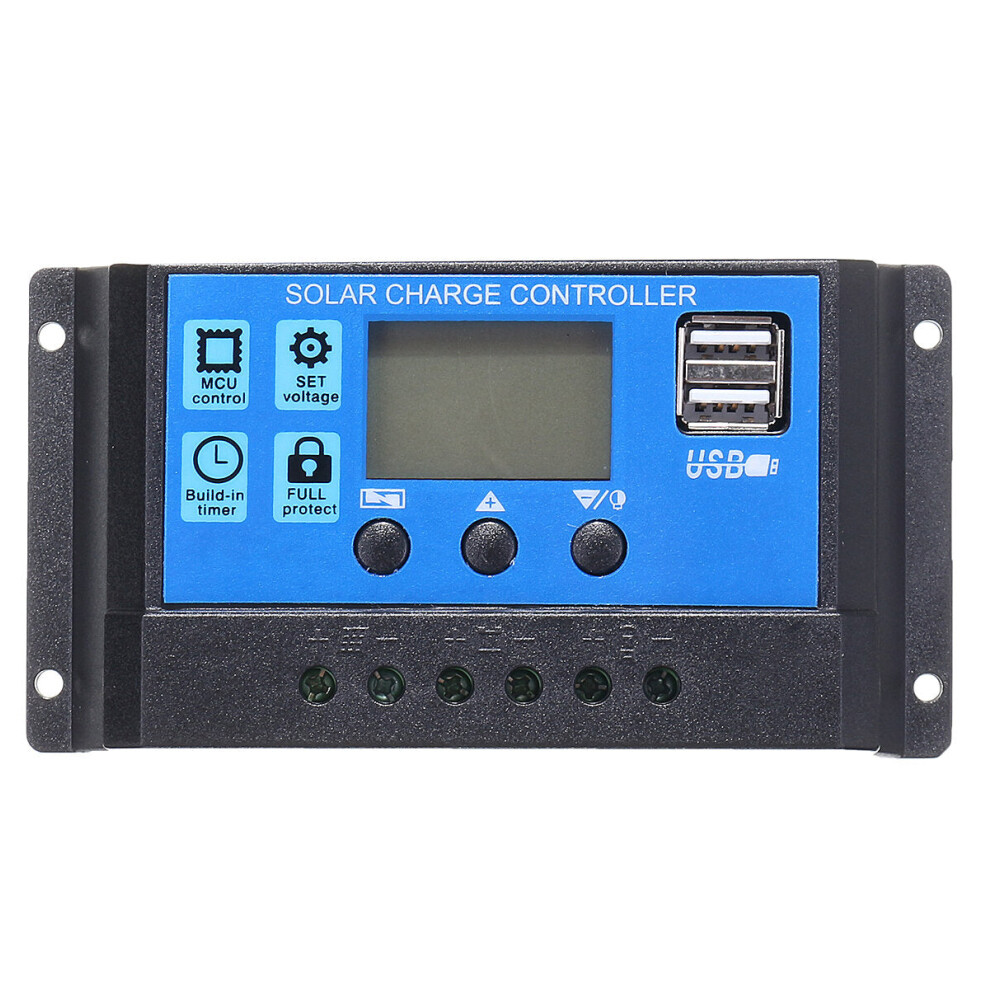 (10A) 10/20/30A 12/24V LCD Dual USB Solar Panel Battery Regulator Charge Controller