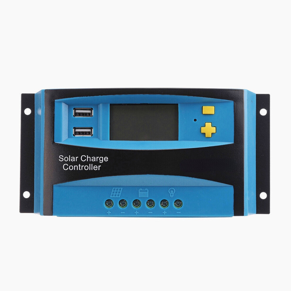 (Blue) 30A 12V/24V PWM Solar Panel Battery Regulator Charge Controller LCD Dual USB