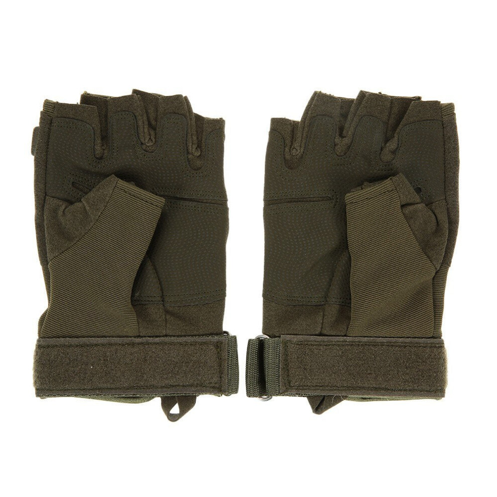 (Deep L) Hard Knuckle Tactical Gloves Half Finger Sport Shooting Hunting Riding Motorcycle Green 6112211997599