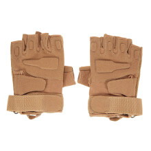 (Camel, L) Hard Knuckle Tactical Gloves Half Finger Sport Shooting Hunting Riding Motorcycle