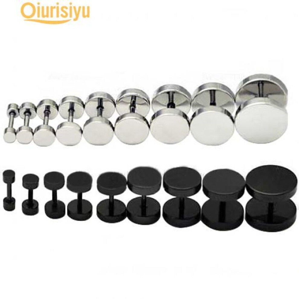 (black, 4mm) 1 Pair Men&apos;s Barbell Punk Gothic Ear Studs Earrings